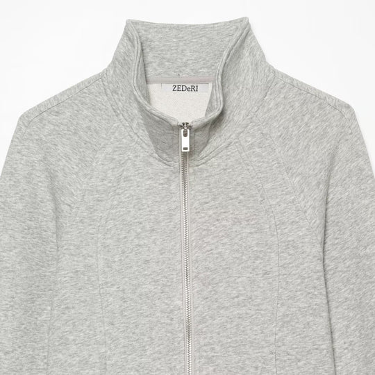 Damen Taillierte Sweatjacke mit Stehkragen, Reißverschluss und Raglanärmeln Nord Taschen