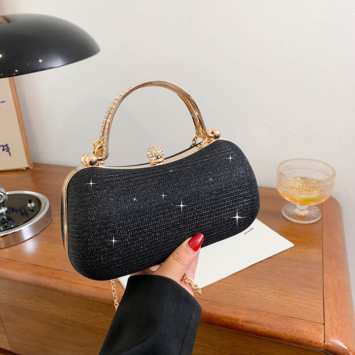 Damen Clutch mit funkelndem Glitzer und elegantem Goldrahmen Nord Taschen