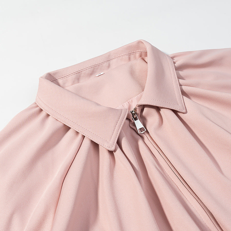Damen Kurzblouson mit Kellerfalten, Reißverschluss und Ballonärmeln Nord Taschen