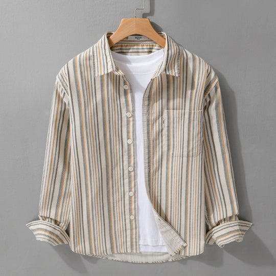 Herren Overshirt aus Baumwollmischung mit vertikalen Streifen und Brusttasche Nord Taschen