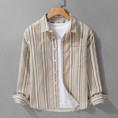 Herren Overshirt aus Baumwollmischung mit vertikalen Streifen und Brusttasche Nord Taschen
