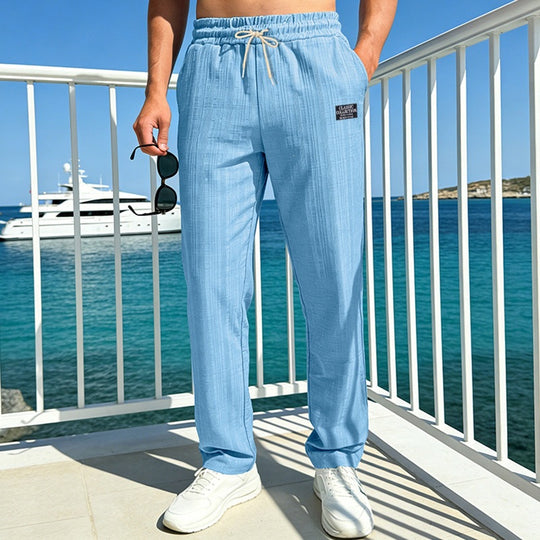 Herren Leichte Relax-Loungehose aus Strukturjersey mit Tunnelzug und geradem Bein Nord Taschen