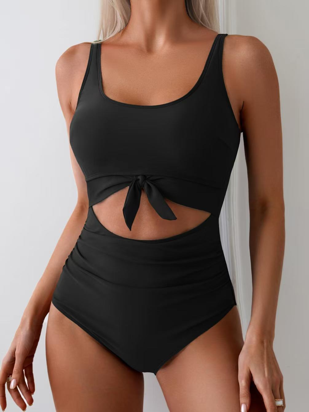 Damen Bikini-Set mit hohem Bund und modischem Knoten-Detail