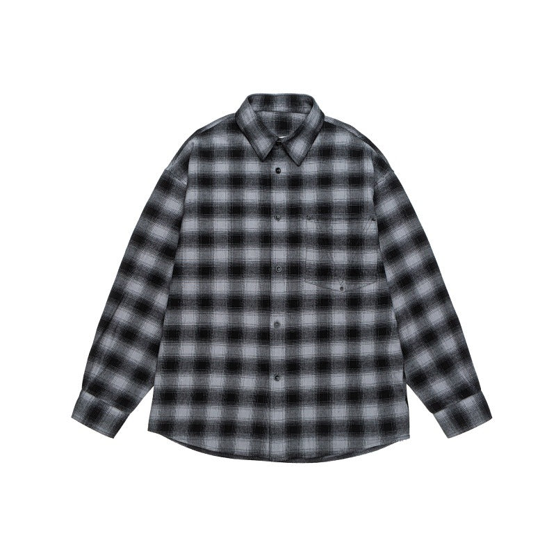 Herren Lässiges Karomuster-Flanellhemd im Oversized-Worker-Stil mit Brustpattentasche und abgerundetem Saum Nord Taschen