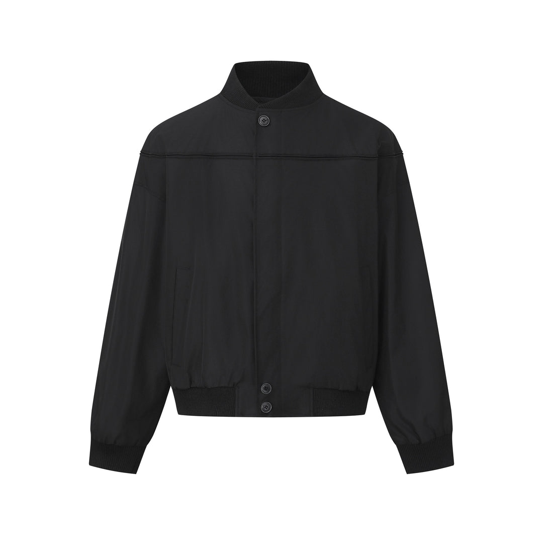 Unisex Kurz geschnittener Boxy‑Blouson mit hohem Rippkragen, verdeckter Knopfleiste und Elastikbund Nord Taschen