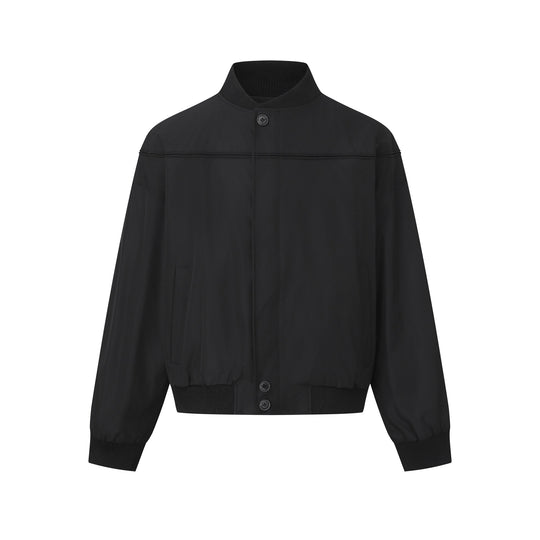 Unisex Kurz geschnittener Boxy‑Blouson mit hohem Rippkragen, verdeckter Knopfleiste und Elastikbund Nord Taschen