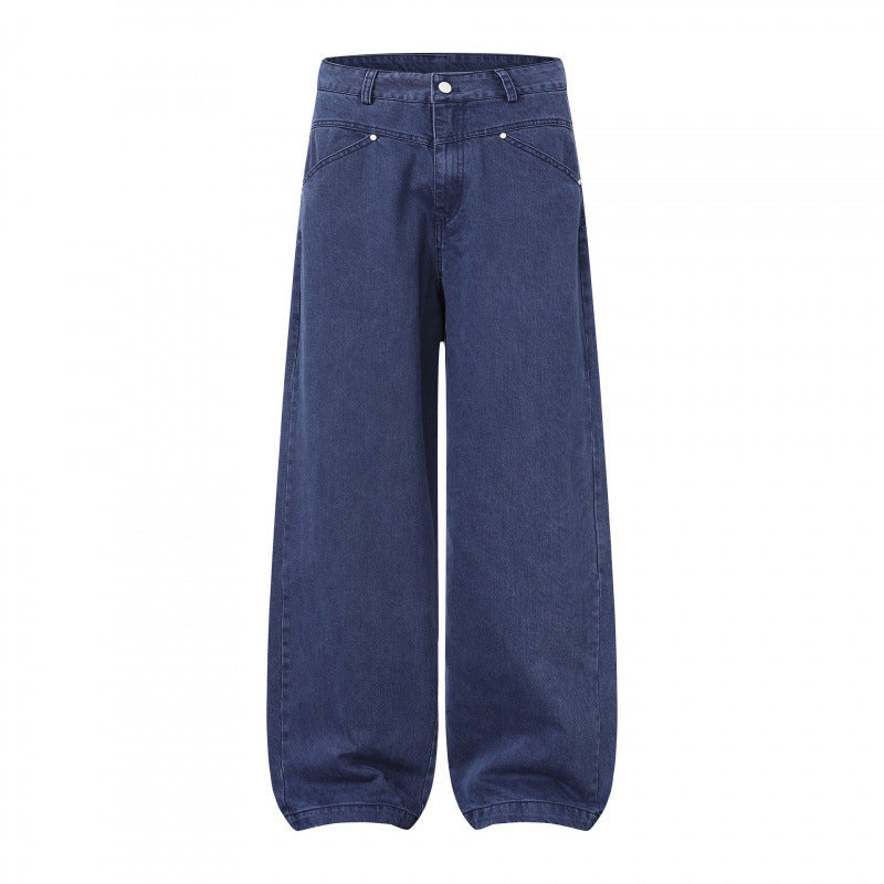 Damen Weite Highwaist Balloon-Jeanshose aus robustem Denim mit elastischem Knöchelsaum Nord Taschen