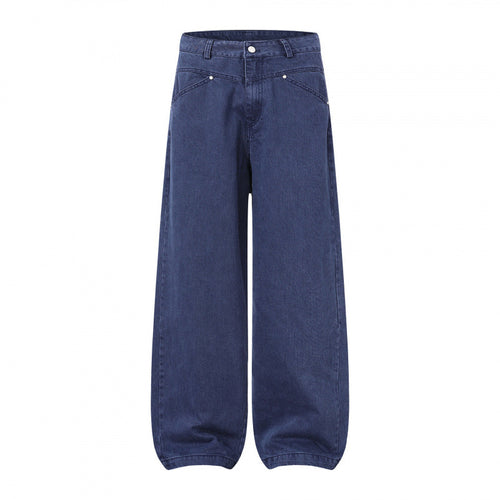 Damen Weite Highwaist Balloon-Jeanshose aus robustem Denim mit elastischem Knöchelsaum Nord Taschen