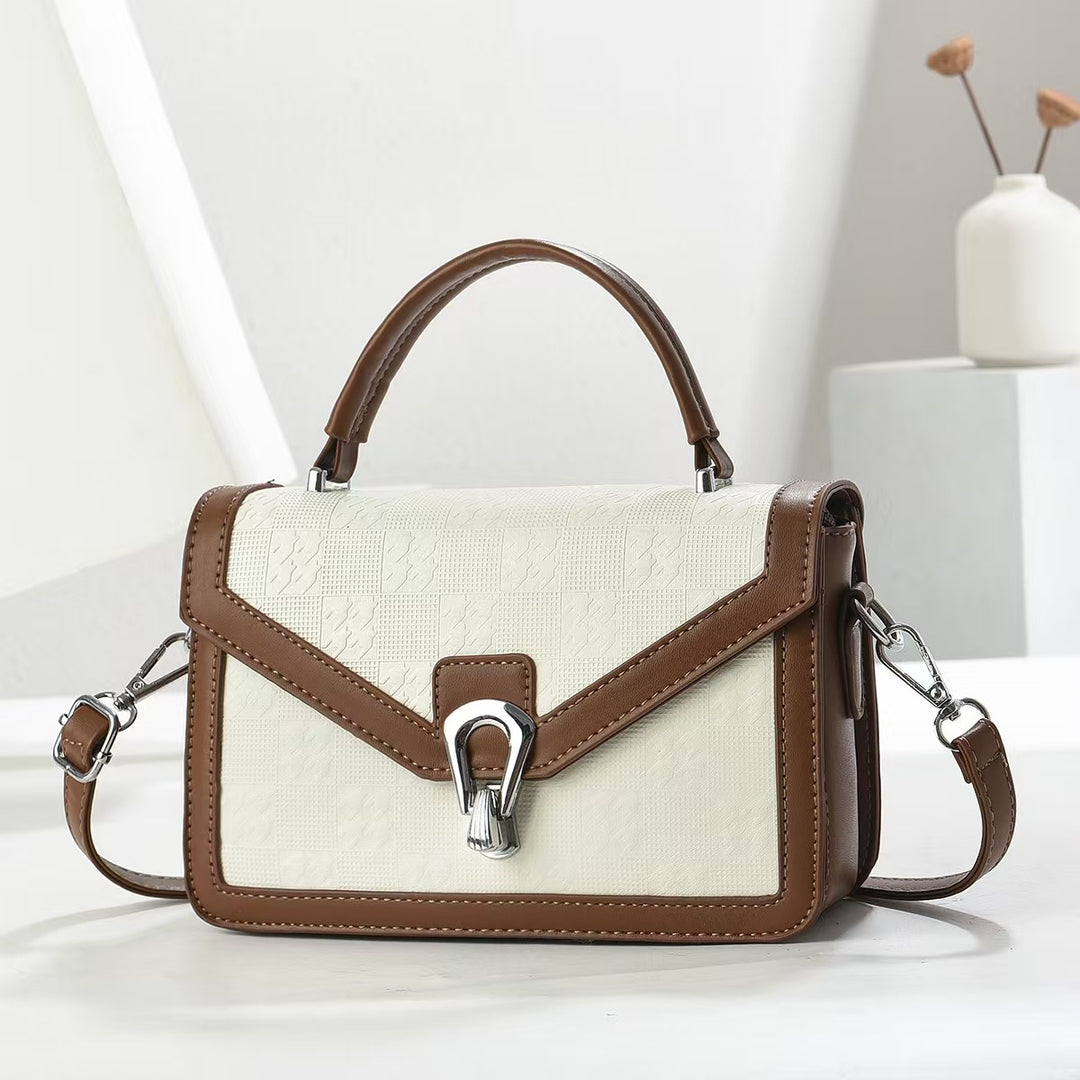Damen Handtasche mit modernem Karomuster und abnehmbarem Schulterriemen Nord Taschen