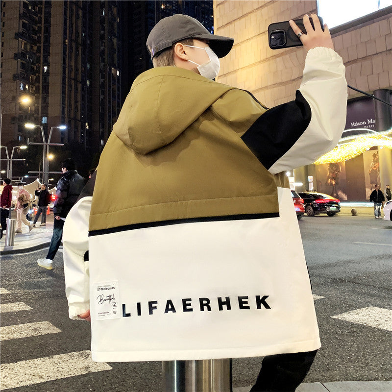 Herren Oversize-Windbreaker mit Kapuze, sportlichem Frontprint und Kontrastpanelen Nord Taschen