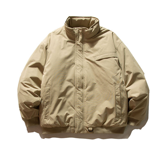 Herren Minimalistische Thermo‑Bomberjacke mit verdeckter Frontblende, hohem Stehkragen und Utility‑D‑Ring Nord Taschen