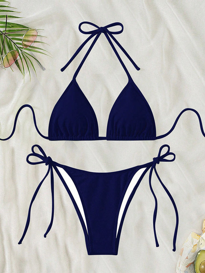 Damen Triangel-Bikini mit verstellbaren BindNord Taschenändern und hohem Beinausschnitt