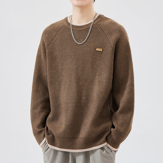 Herren Modischer Grobstrickpullover mit Rundhalsausschnitt Nord Taschen