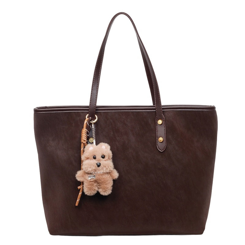 Damen Shopper-Tasche im eleganten Design mit abnehmbarem Plüschanhänger Nord Taschen