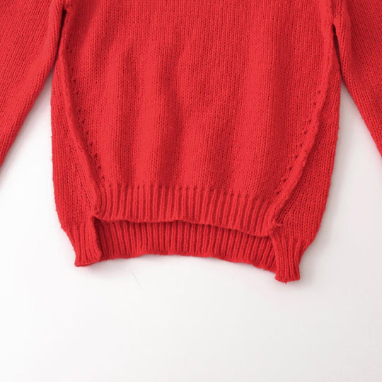 Damen Grobgestrickter Oversize-Pullover mit kurzem Stehkragen und Zierknotendetail Nord Taschen
