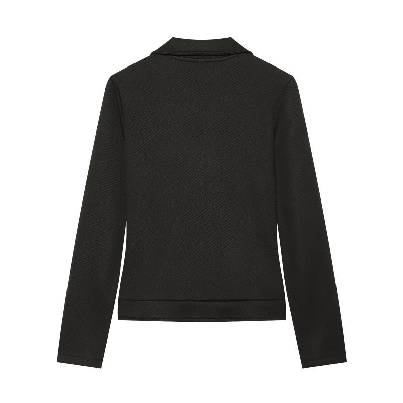 Damen Strukturierter Bikerblazer mit asymmetrischem Reißverschluss und silbernen Details Nord Taschen
