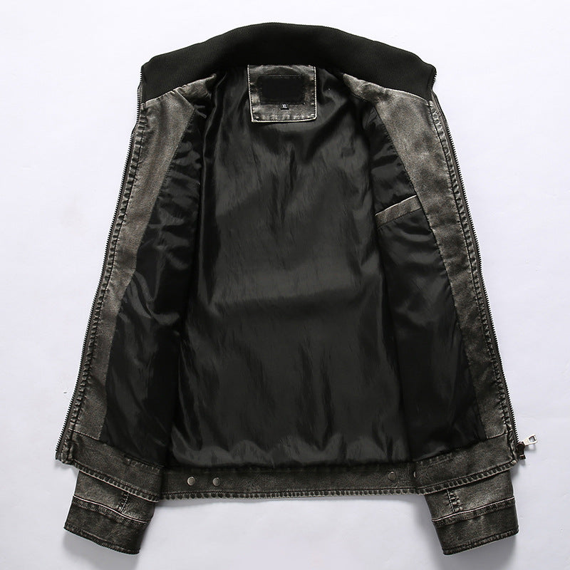 Herren Bikerjacke im Vintage-Lederlook mit Reißverschluss und Brusttaschen Nord Taschen