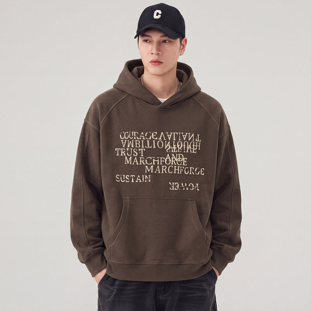 Herren Oversize Kapuzenpullover mit Statement-Print und Kängurutasche Nord Taschen