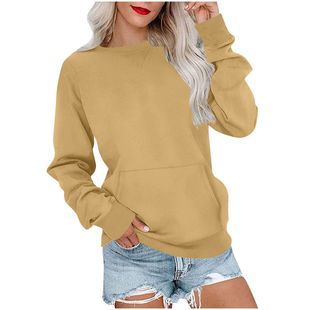Damen Lockeres Sweatshirt mit Rundhalsausschnitt und Kängurutasche Nord Taschen
