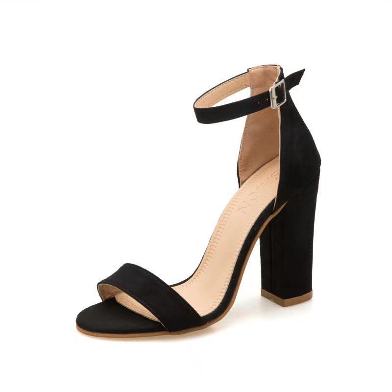 Damen elegante High Heel Sandalen mit breitem Riemen und Blockabsatz - Arvani