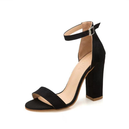Damen elegante High Heel Sandalen mit breitem Riemen und Blockabsatz - Arvani