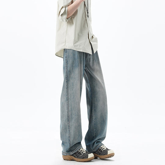 Herren Weite Denim-Jeans mit Vintage-Waschung und tiefem Schritt Nord Taschen