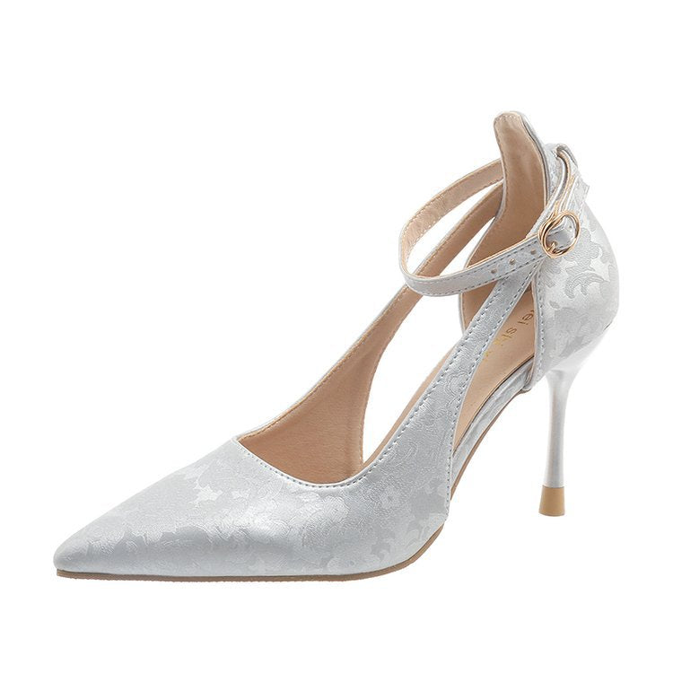 Damen Spitzen High Heels mit eleganter Fesselriemenverzierung
