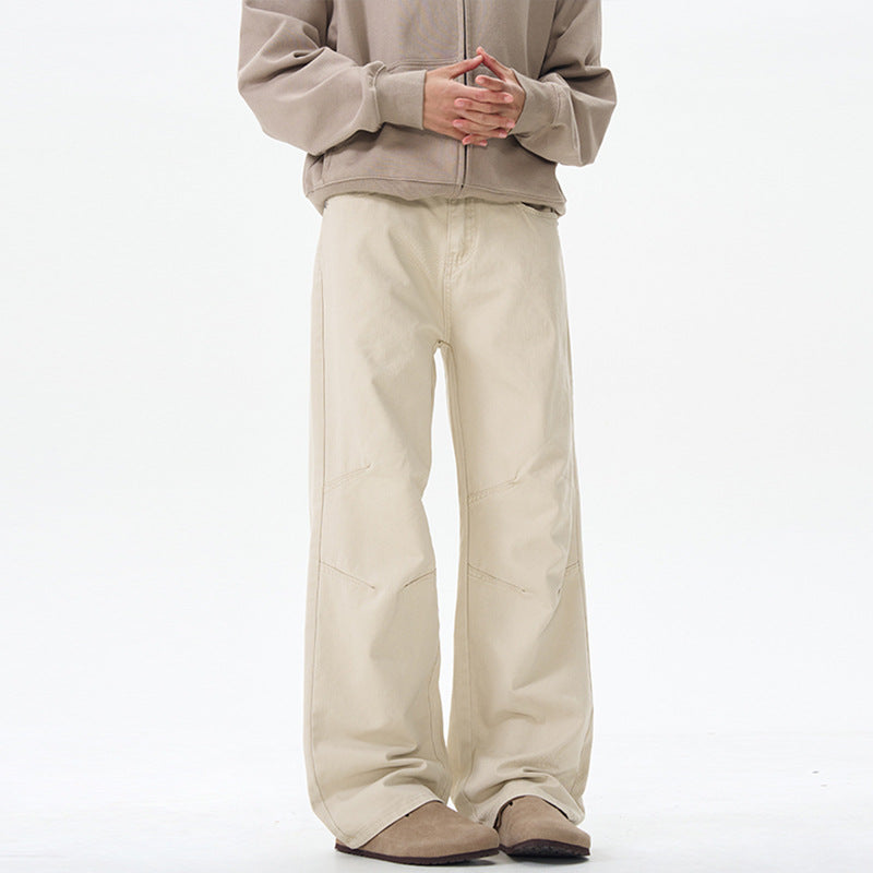 Herren Weite Baumwoll‑Twill‑Hose mit Knie‑Abnähern und fließender Palazzosilhouette Nord Taschen