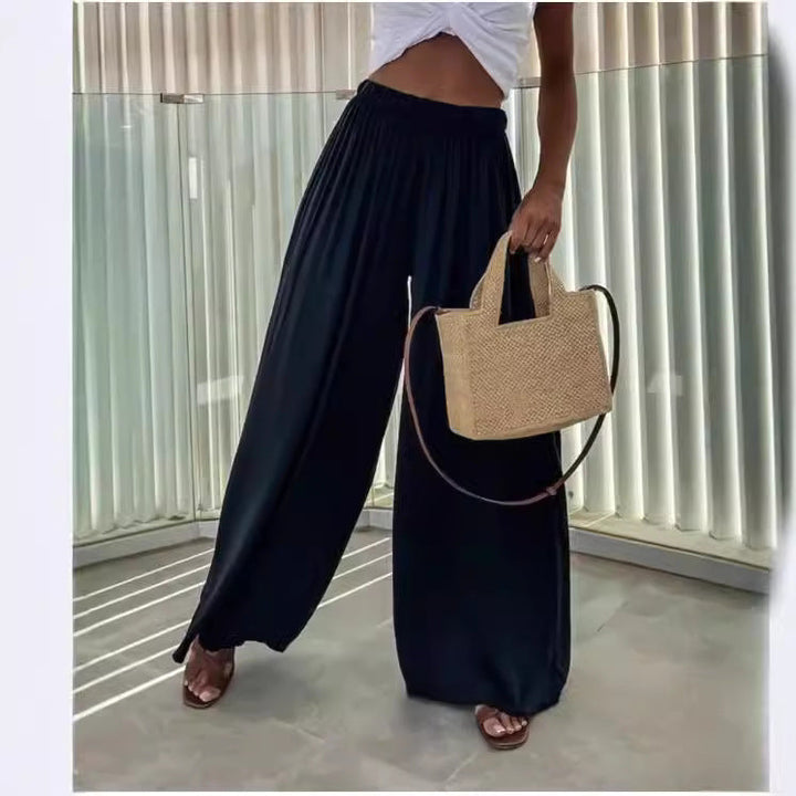 Damen Elegante weite Sommerhose mit elastischem Bund und fließendem Schnitt