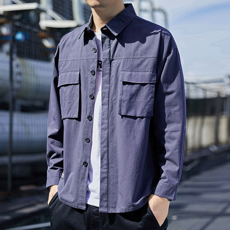 Herren Overshirt im Utility-Canvas-Look mit Brustpattentaschen und geradem Schnitt Nord Taschen