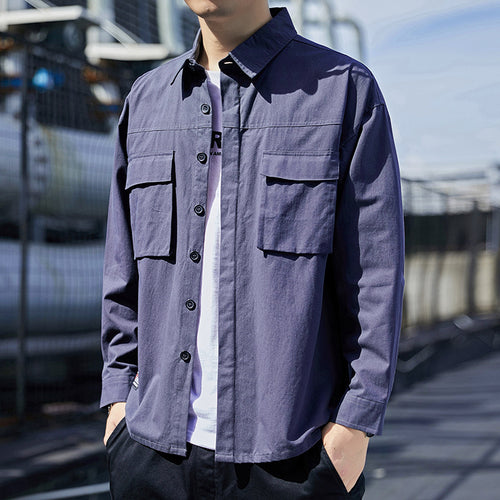 Herren Overshirt im Utility-Canvas-Look mit Brustpattentaschen und geradem Schnitt Nord Taschen