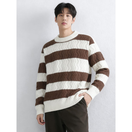 Herren Grobstrickpullover mit Wellenmuster Nord Taschen