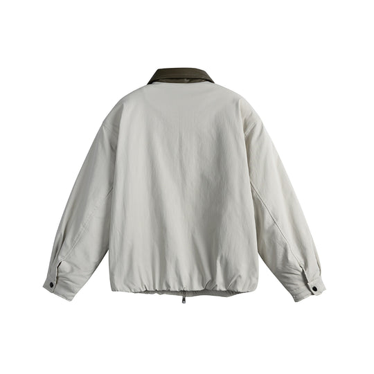 Unisex Oversized Blousonjacke mit Kunstleder-Umlegekragen, Zwei-Wege-Reißverschluss und elastischem Saum Nord Taschen