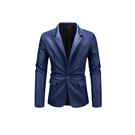 Herren Slim-Fit Ledersakko mit Ein-Knopf, klassischem Revers und Pattentaschen Nord Taschen