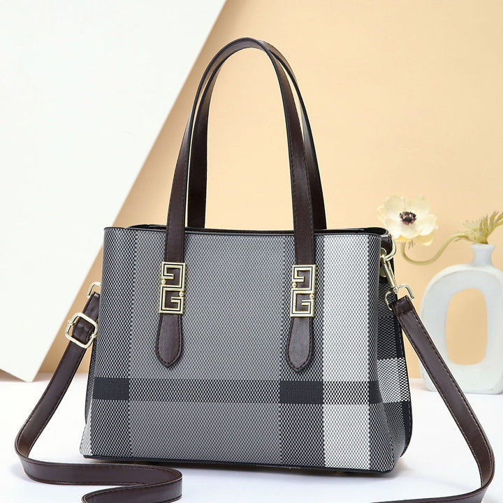 Damen Designer Handtasche mit stilvollem Karomuster und verstellbarem Schulterriemen Nord Taschen