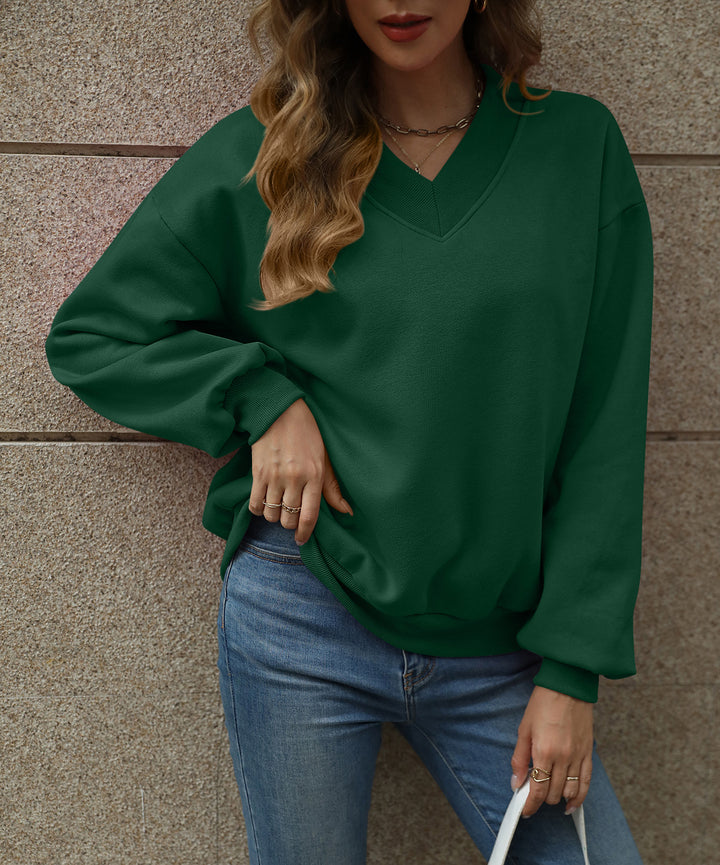 Oversized Damen V-Ausschnitt Sweatshirt