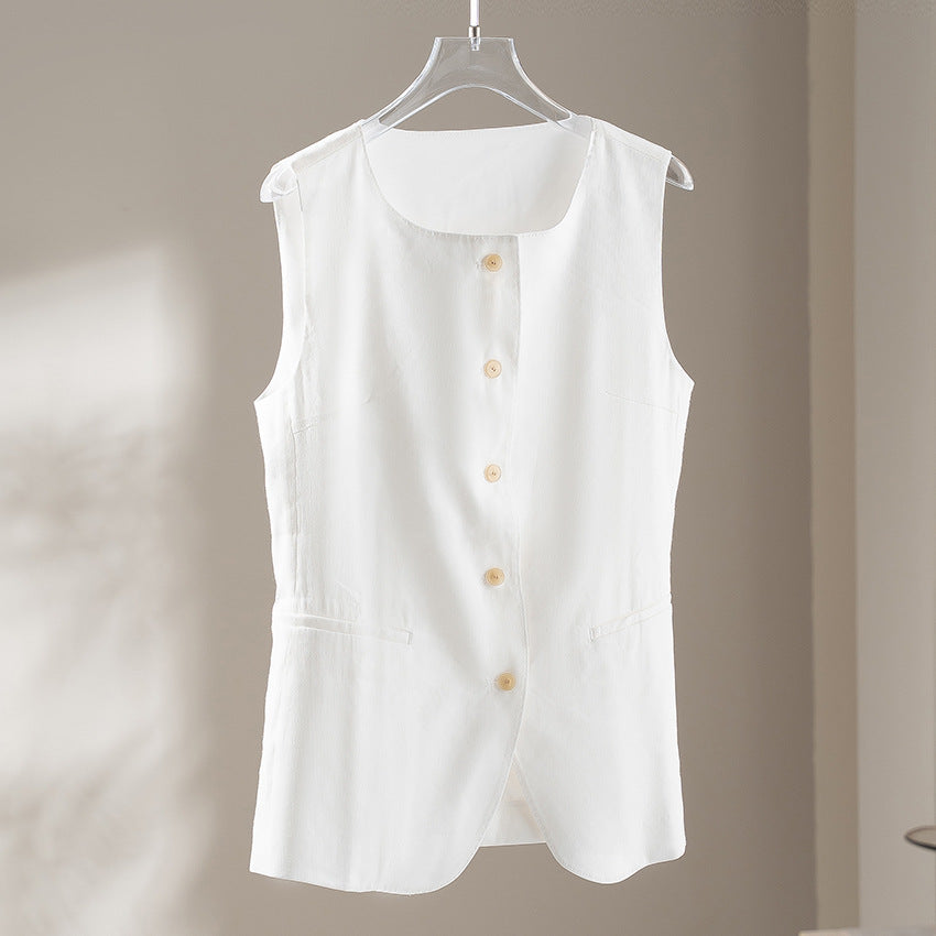 Damen Leichte Palazzo-Hose aus Viskose-Leinen mit Elastikbund und Tunnelzug Nord Taschen