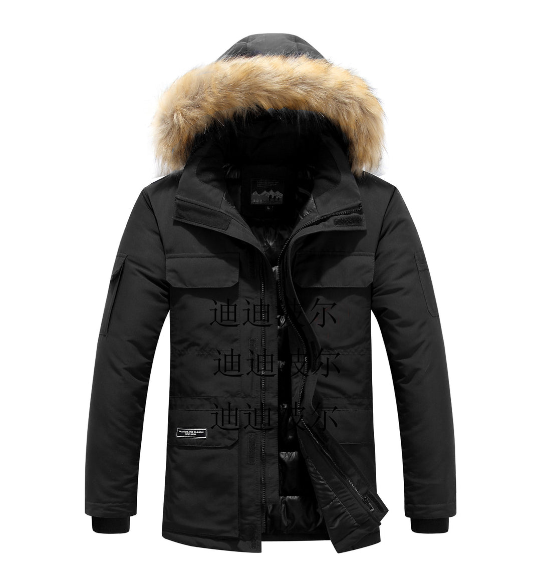 Herren Winterparka mit Kapuze, Kunstfellbesatz und multifunktionalen Außentaschen Nord Taschen