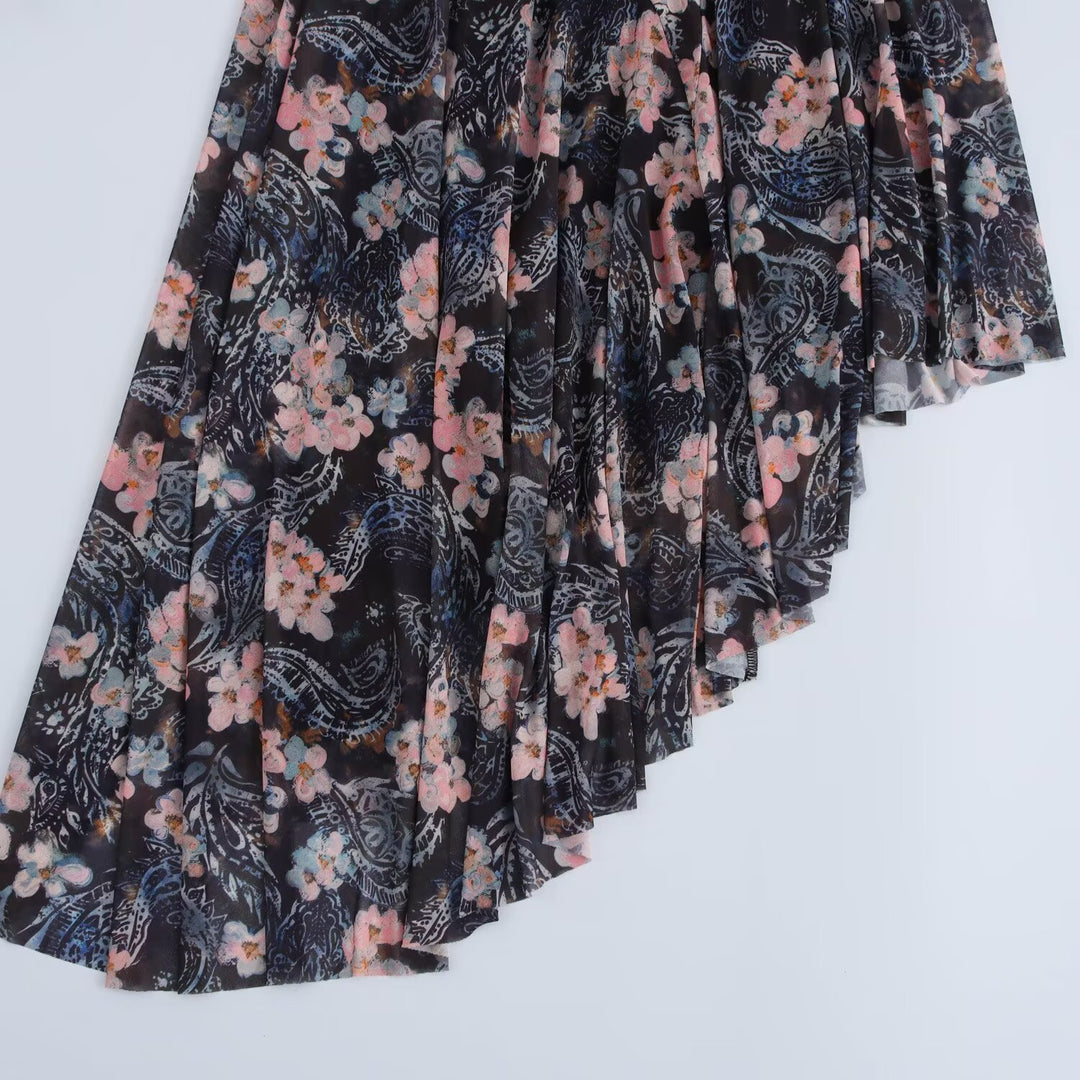 Damen Asymmetrisches One-Shoulder Kleid mit langem Ärmel und Stufenrock Nord Taschen