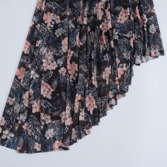 Damen Asymmetrisches One-Shoulder Kleid mit langem Ärmel und Stufenrock Nord Taschen