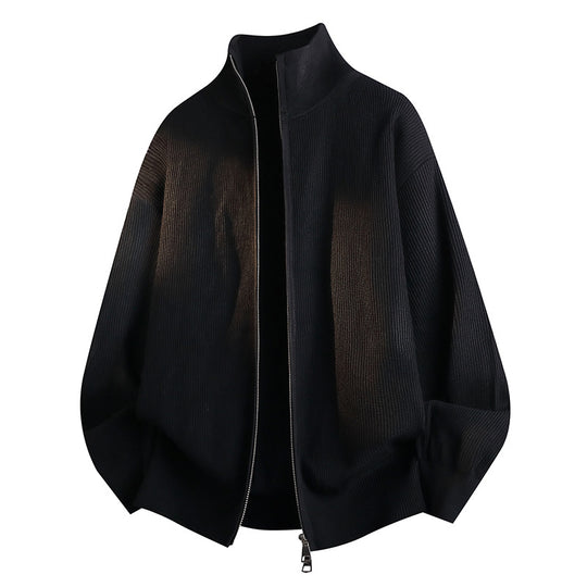 Unisex Lockerer Strick-Blouson mit Ballonärmeln, Waffelrippenstruktur und Zweiwege-Reißverschluss Nord Taschen