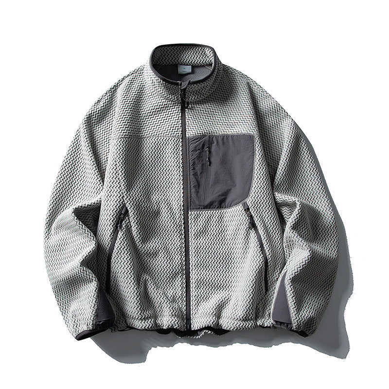 Unisex Textur-Fleecejacke mit Stehkragen und Brusttasche Nord Taschen