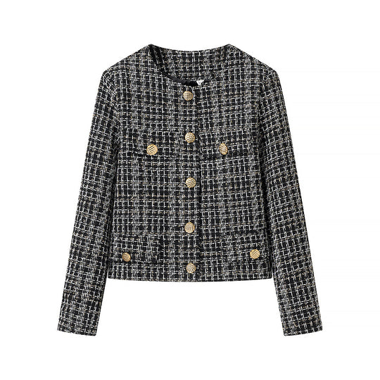 Damen Bouclé-Tweed-Jacke mit Zierknöpfen und kastiger Cropped-Silhouette Nord Taschen