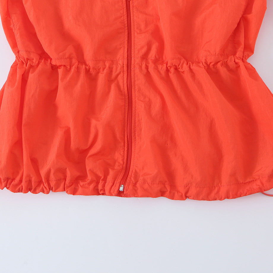 Damen Leichte Windjacke mit hohem Kragen, Tunnelzug‑Taillierung und Elastikbündchen Nord Taschen