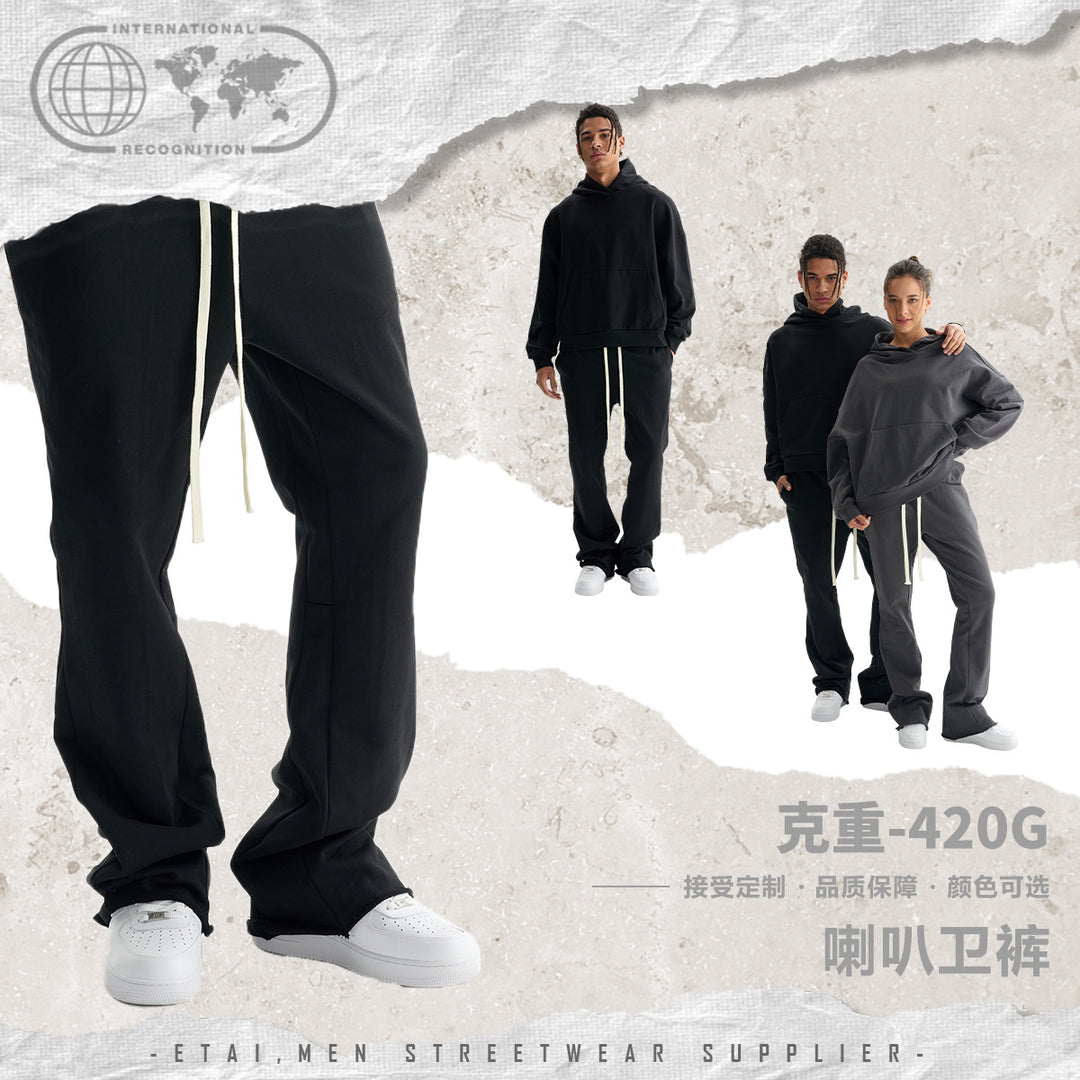 Damen Schlaghose aus French-Terry mit weitem Bein und Kordelzug Nord Taschen