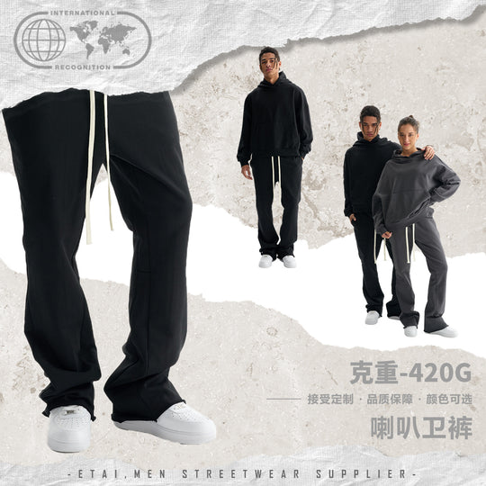 Damen Schlaghose aus French-Terry mit weitem Bein und Kordelzug Nord Taschen
