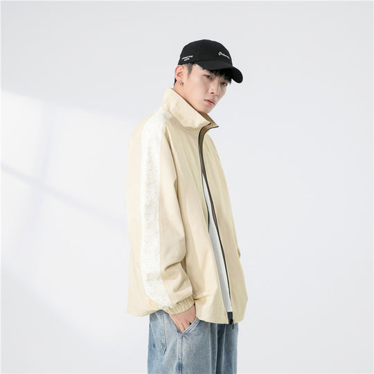 Herren Oversize Übergangsjacke mit Raglanärmeln, Stehkragen und elastischen Bündchen Nord Taschen