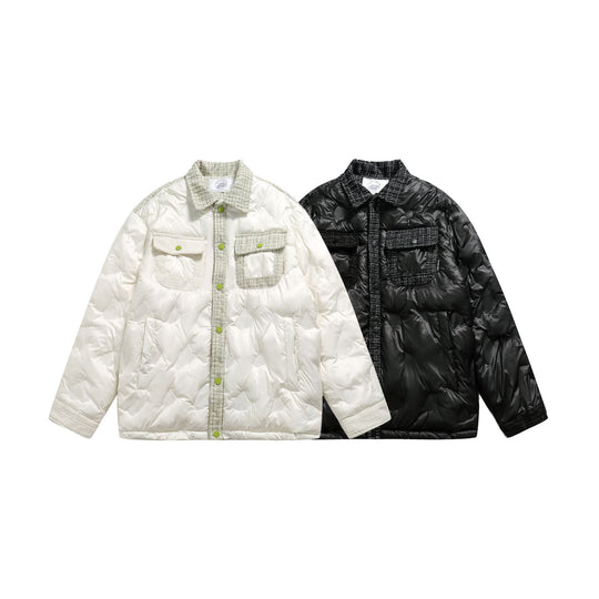 Damen gesteppte Hemdblousonjacke mit Tweedbesatz und Pattentaschen Nord Taschen