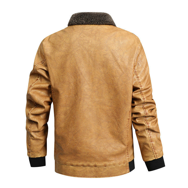 Herren Gefütterte Kunstleder-Fliegerjacke mit Teddyfutter und Rippenbündchen Nord Taschen