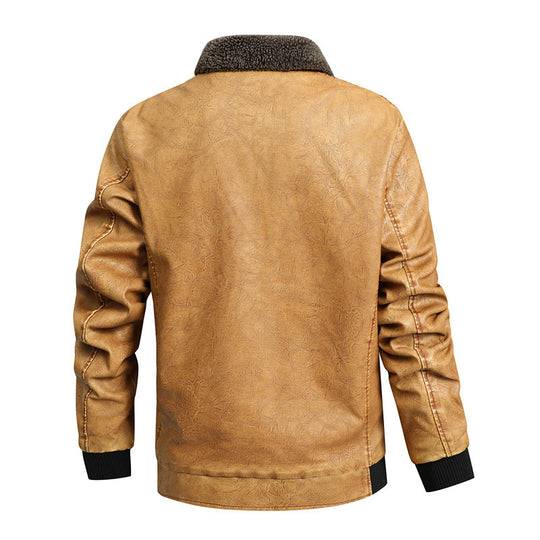 Herren Gefütterte Kunstleder-Fliegerjacke mit Teddyfutter und Rippenbündchen Nord Taschen